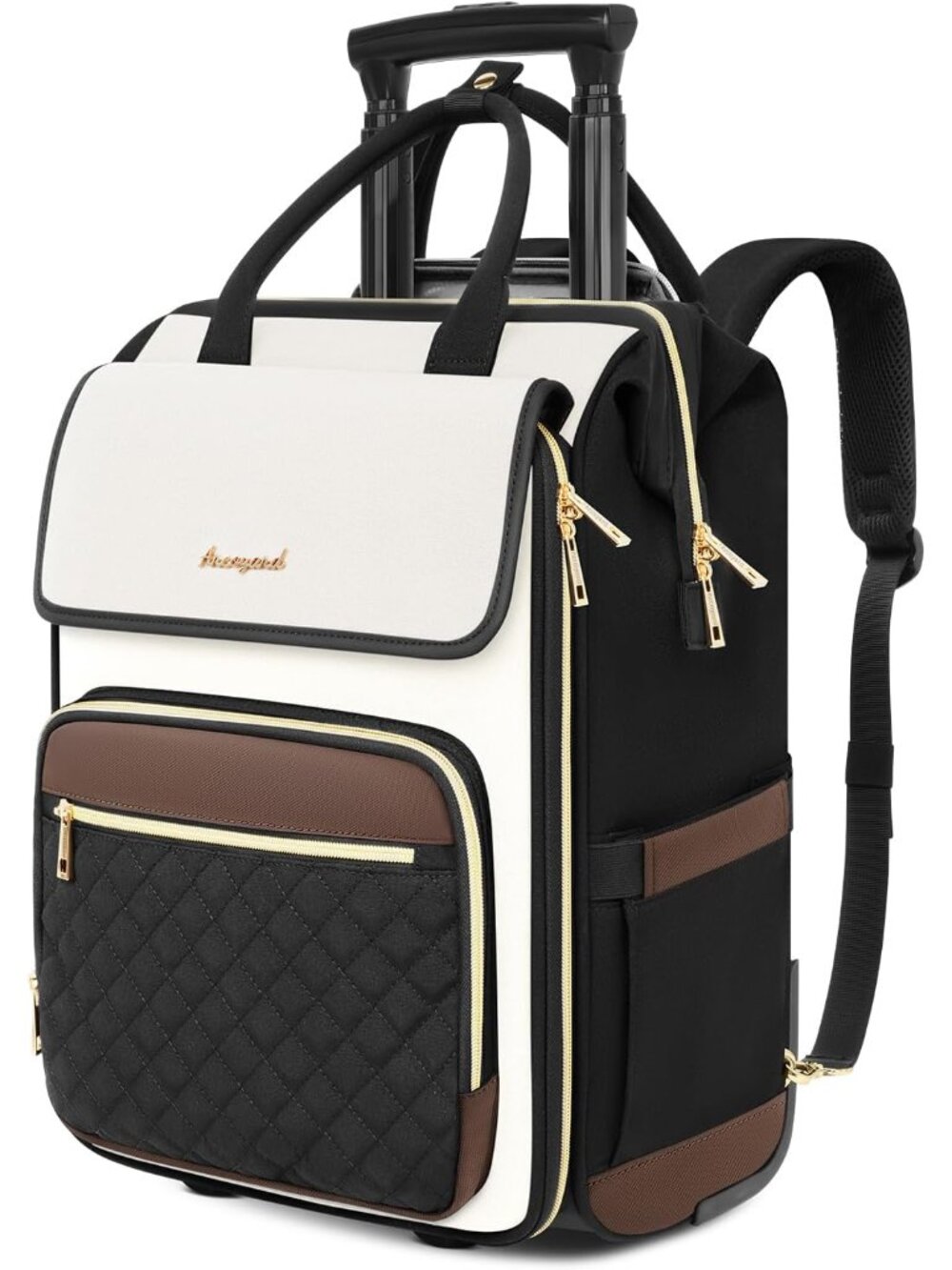 Rolling Backpack for Women, Travel Rolling Laptop Backpack with Wheels, Vertical